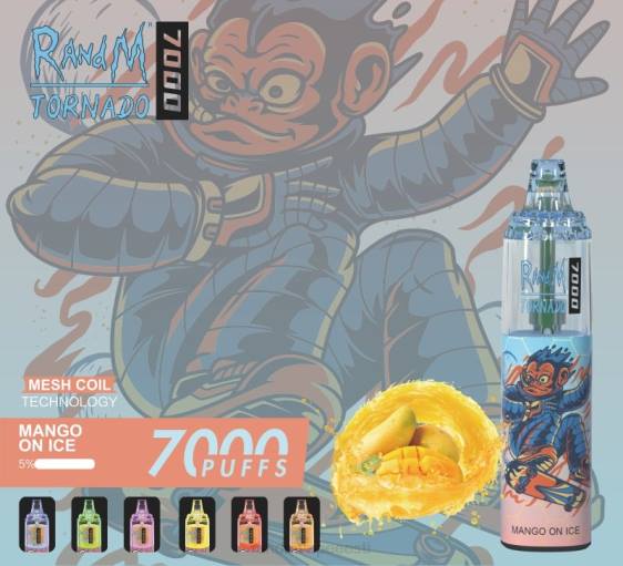 RandM Tornado 7000 õhuvoolu reguleeriv vape seade 1tk 2X4T170 tornado vape flavours mango jääl