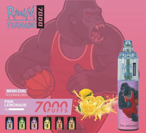 RandM Tornado 7000 õhuvoolu reguleeriv vape seade 1tk 2X4T174 RandM vape flavors roosa limonaad